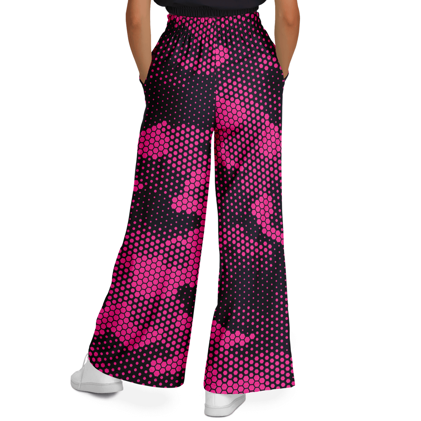 Camo Wide Leg Pants | Pink Digital Dotted Hexagonal