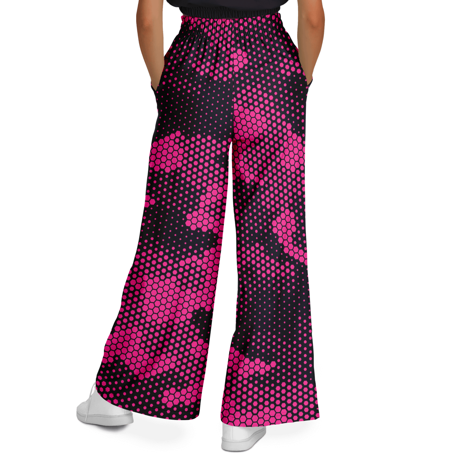 Camo Wide Leg Pants | Pink Digital Dotted Hexagonal