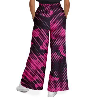 Camo Wide Leg Pants | Pink Digital Dotted Hexagonal