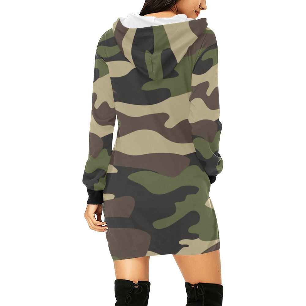 Camo Hoodie Dress | Classic Green Camouflage