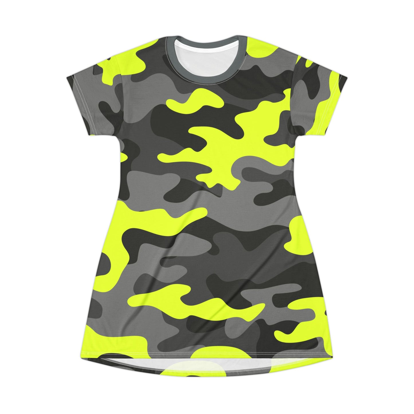 Camo T-Shirt Dress | Yellow, Black, and Gray