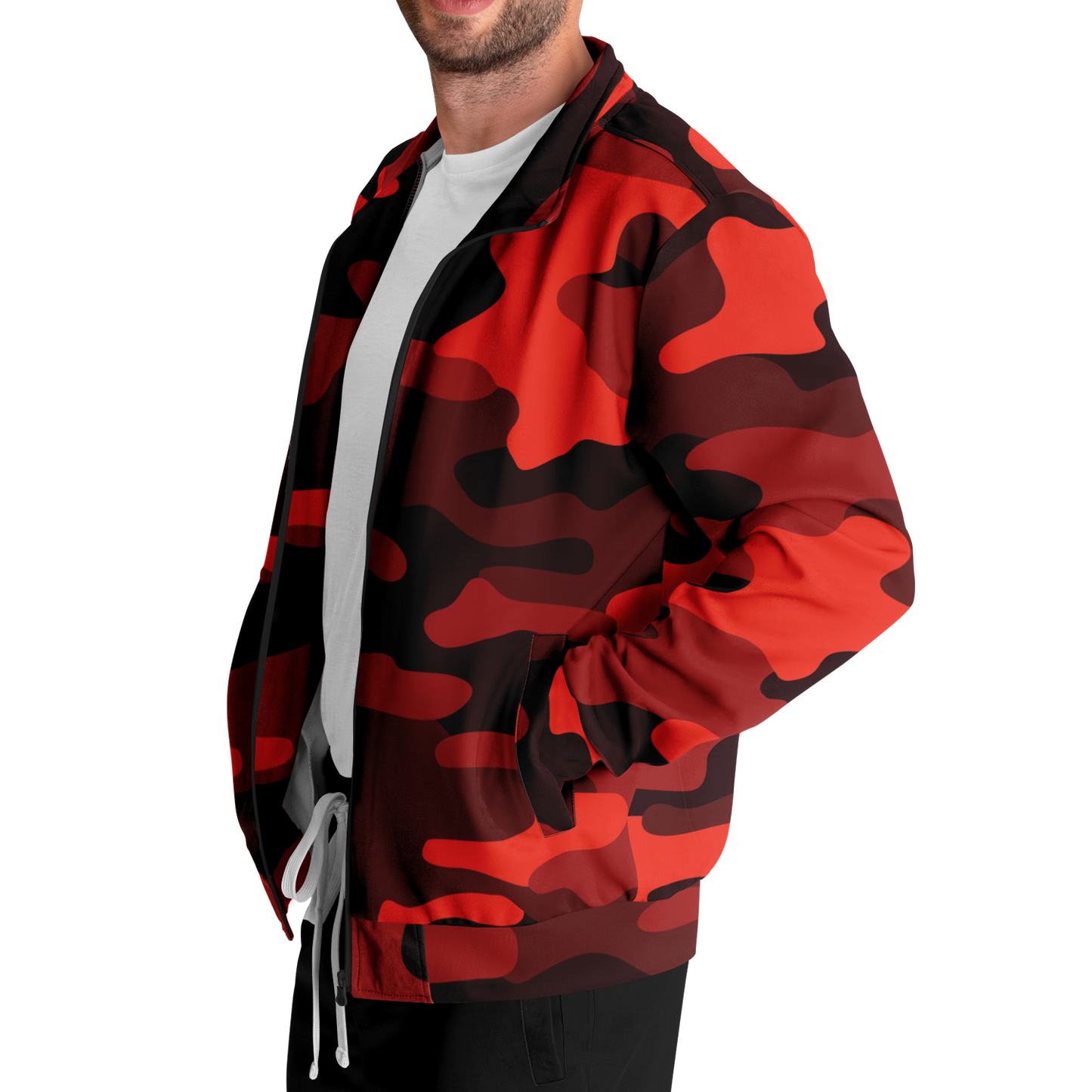 Camo Track Jacket | Scarlet Red & Black Camouflage