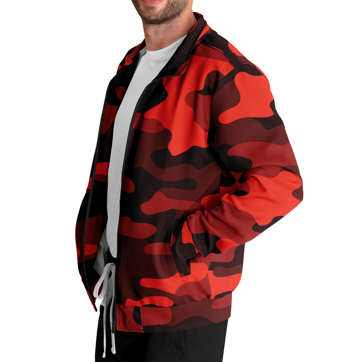 Camo Track Jacket | Scarlet Red & Black Camouflage