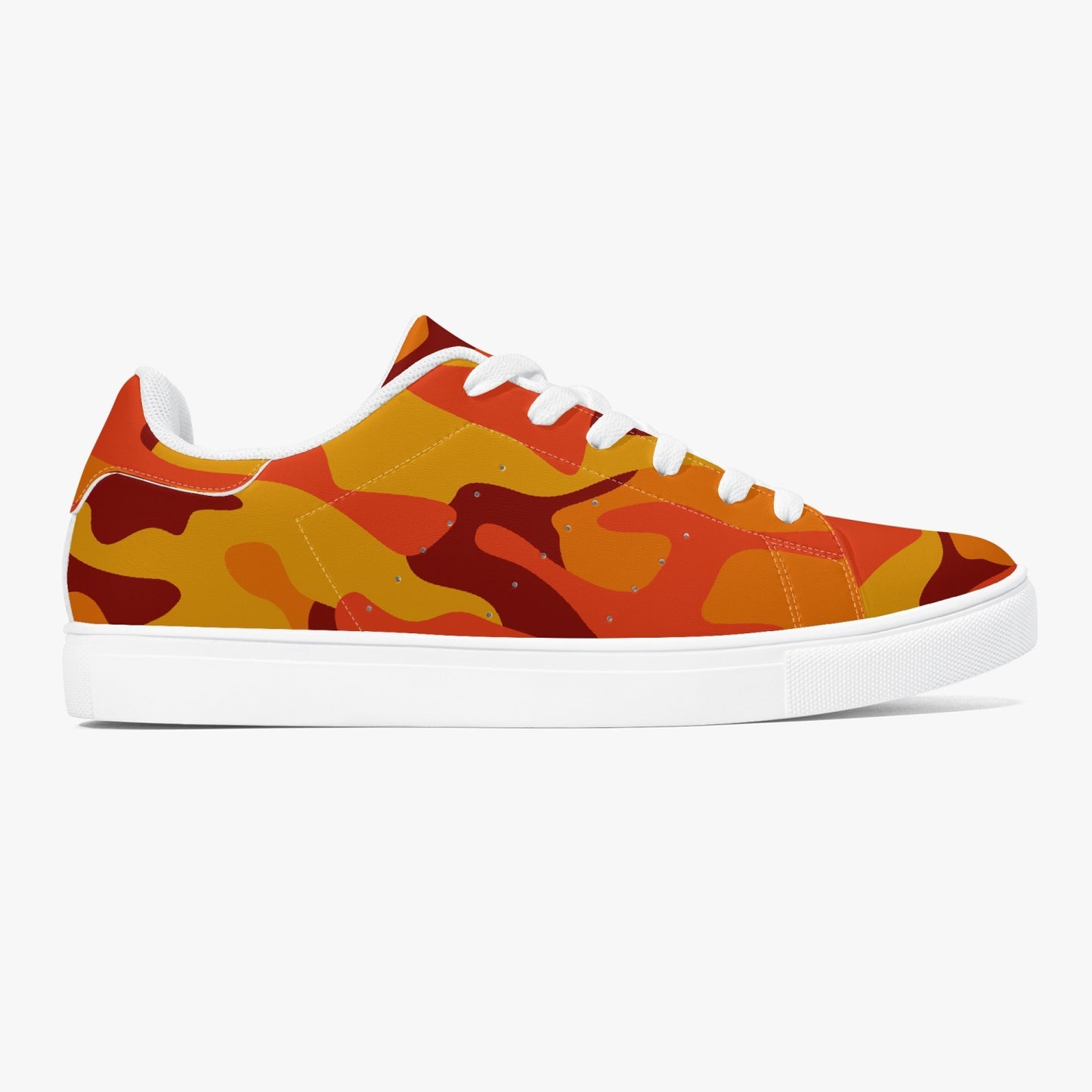 Camo Sneakers | Classic Low-Top Leather | Orange & Red