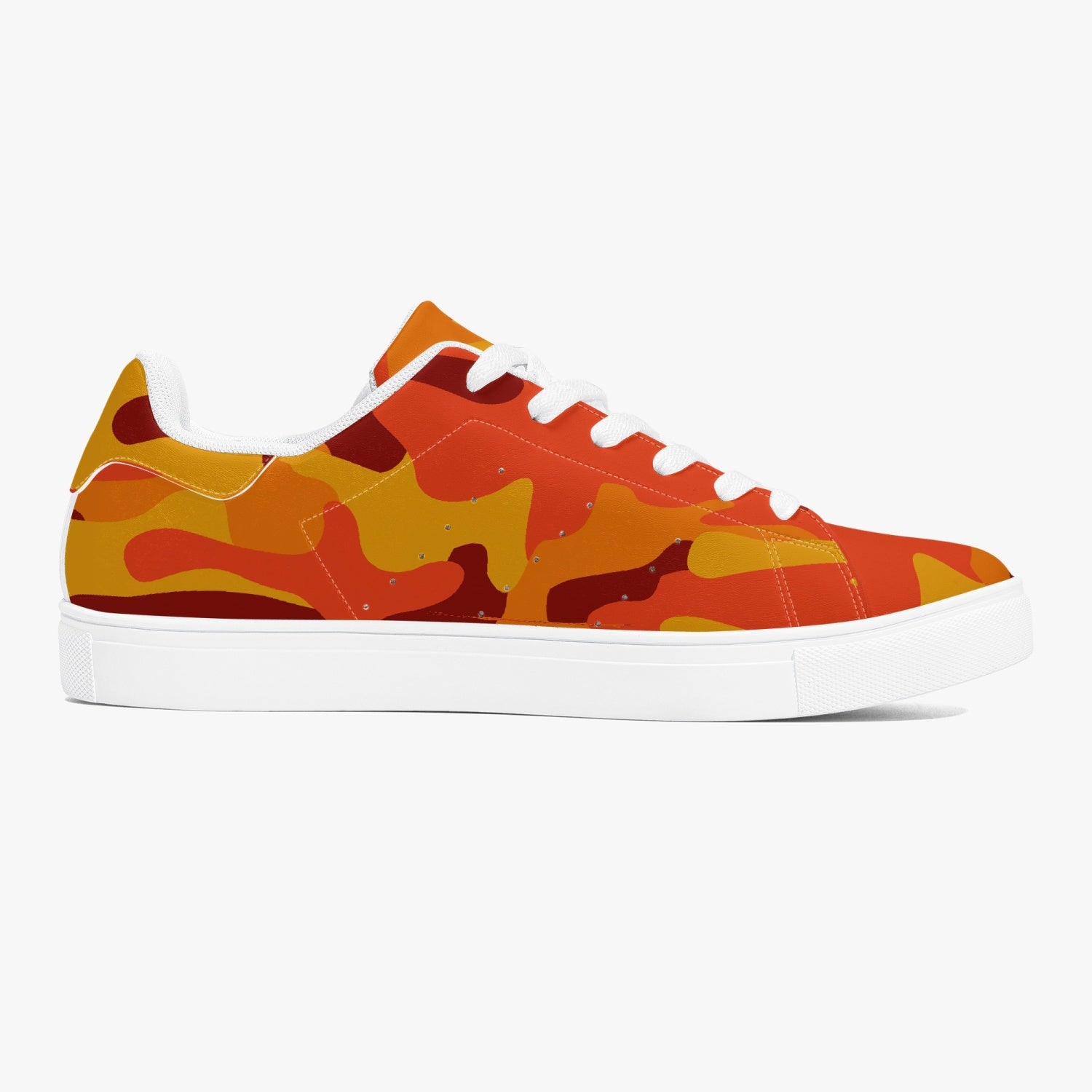 Camo Sneakers | Classic Low-Top Leather | Orange & Red