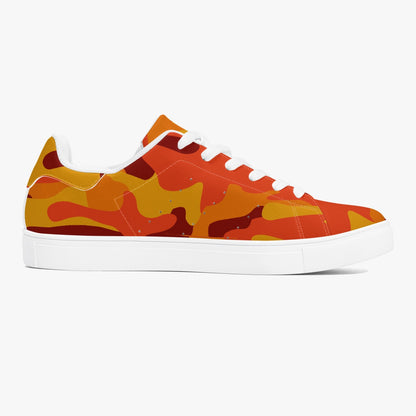 Camo Sneakers | Classic Low-Top Leather | Orange & Red