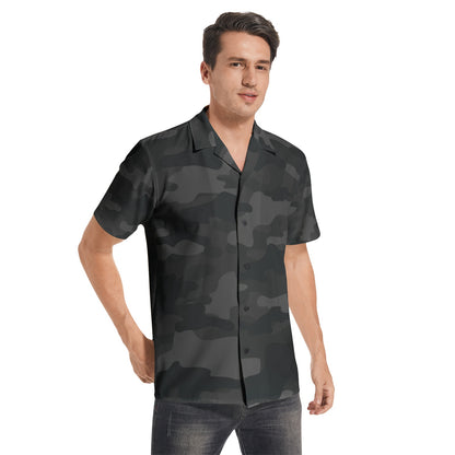 Cotton Camo Shirt For Men | Black Short-Sleeve