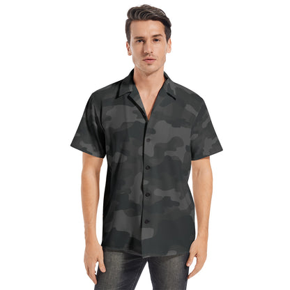 Cotton Camo Shirt For Men | Black Short-Sleeve