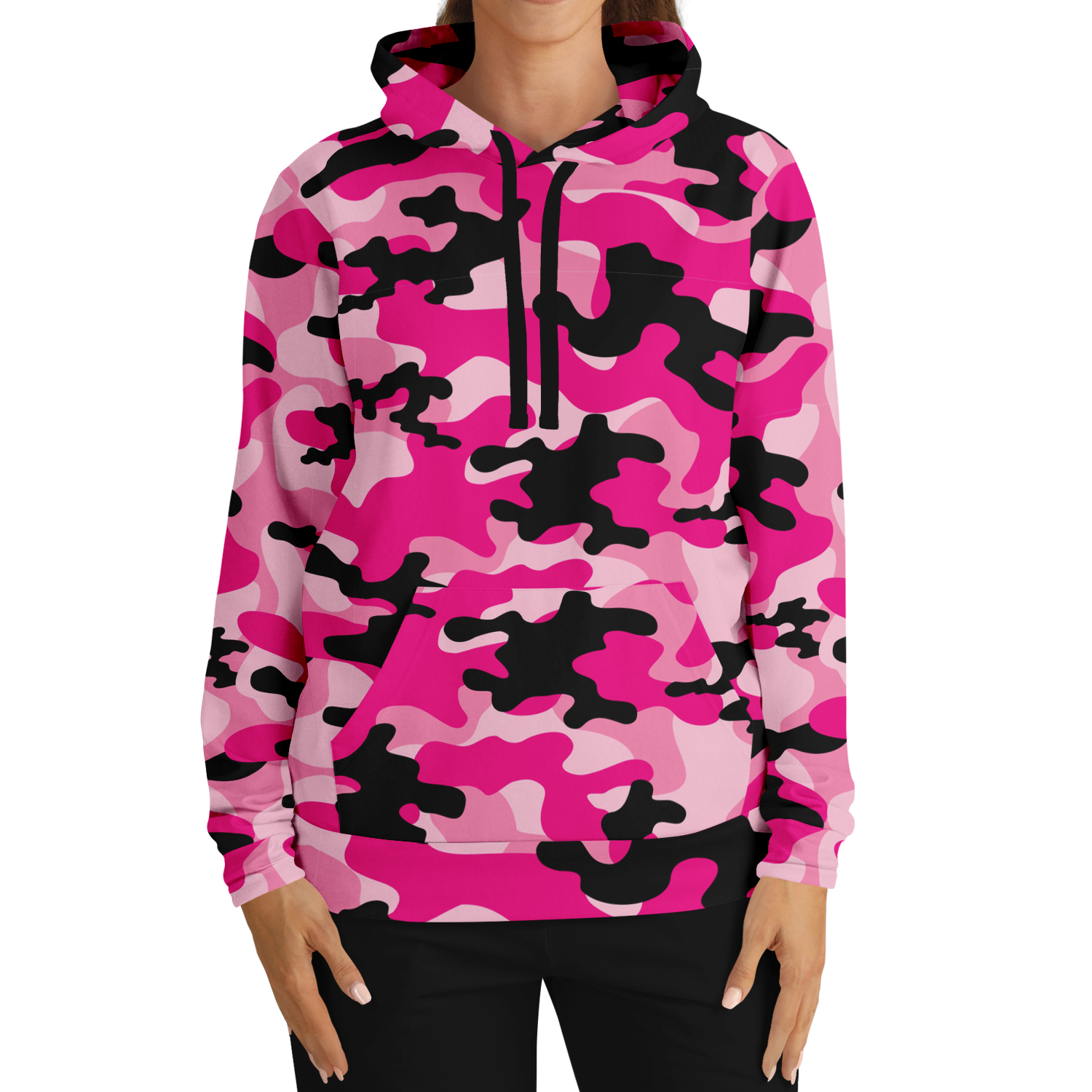 Pink Camo Hoodie | Candy, Black, & Cerise Mixed Camouflage