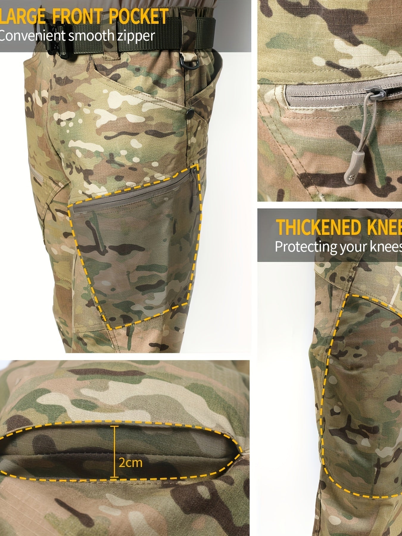 Men's Stretch Tactical Pants with Pockets | Camo Pattern