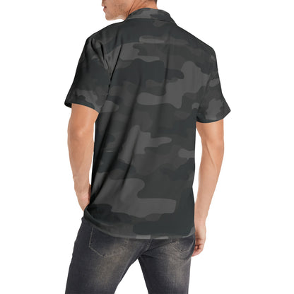 Cotton Camo Shirt For Men | Black Short-Sleeve