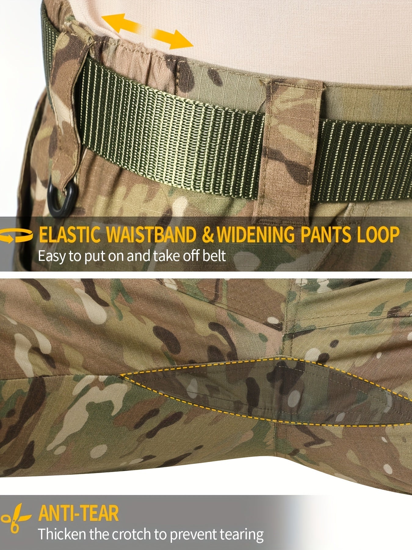 Men's Stretch Tactical Pants with Pockets | Camo Pattern