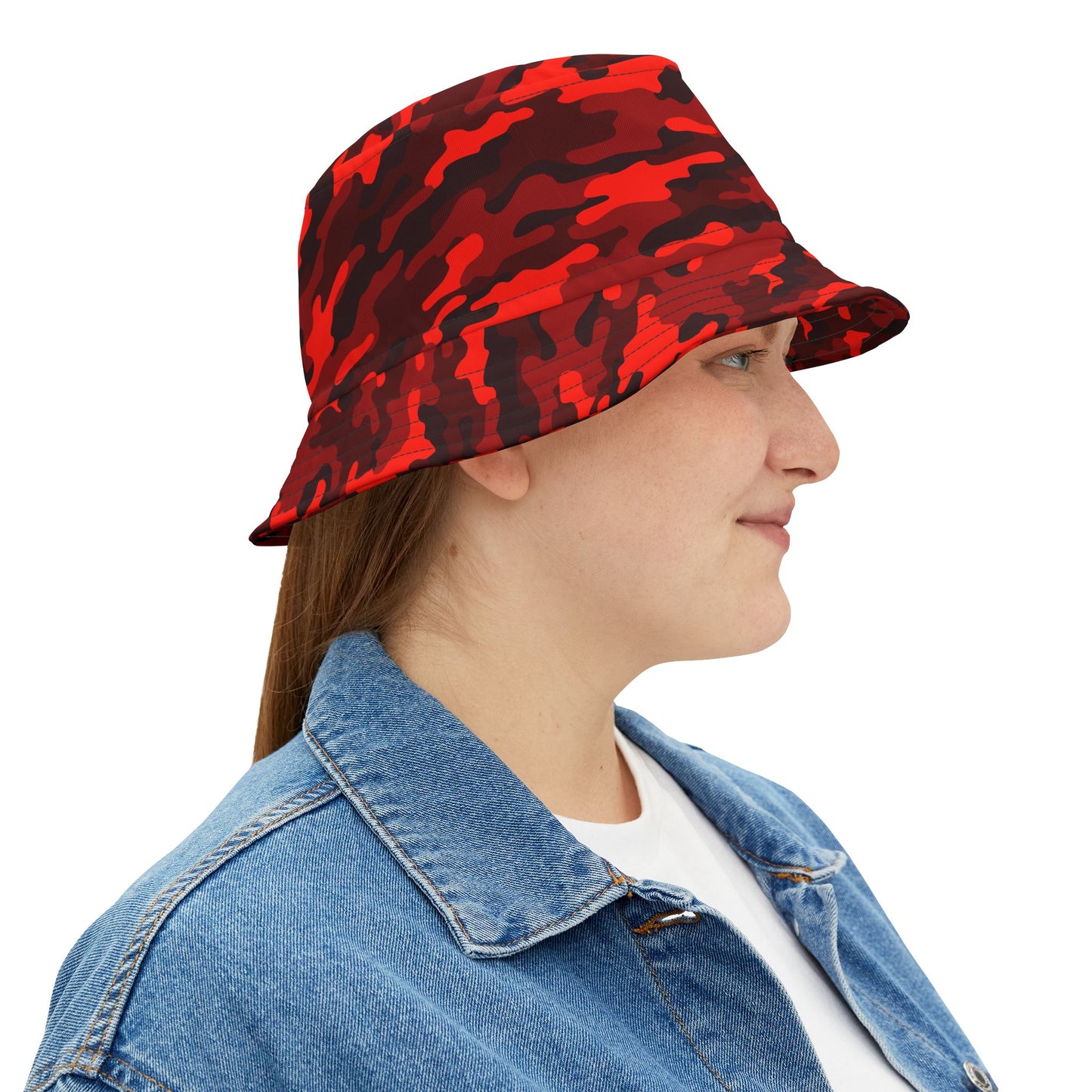 Camo Bucket Hat | Scarlet Red & Black Camouflage