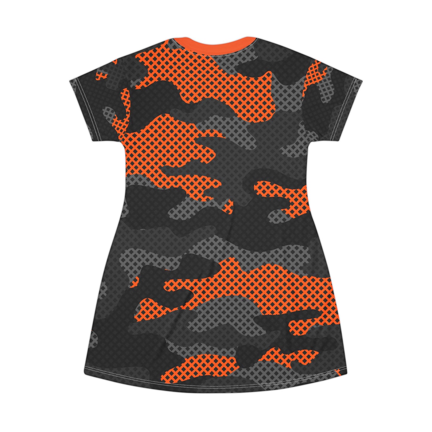 Camo T-Shirt Dress | Black and Orange Pixel Camouflage