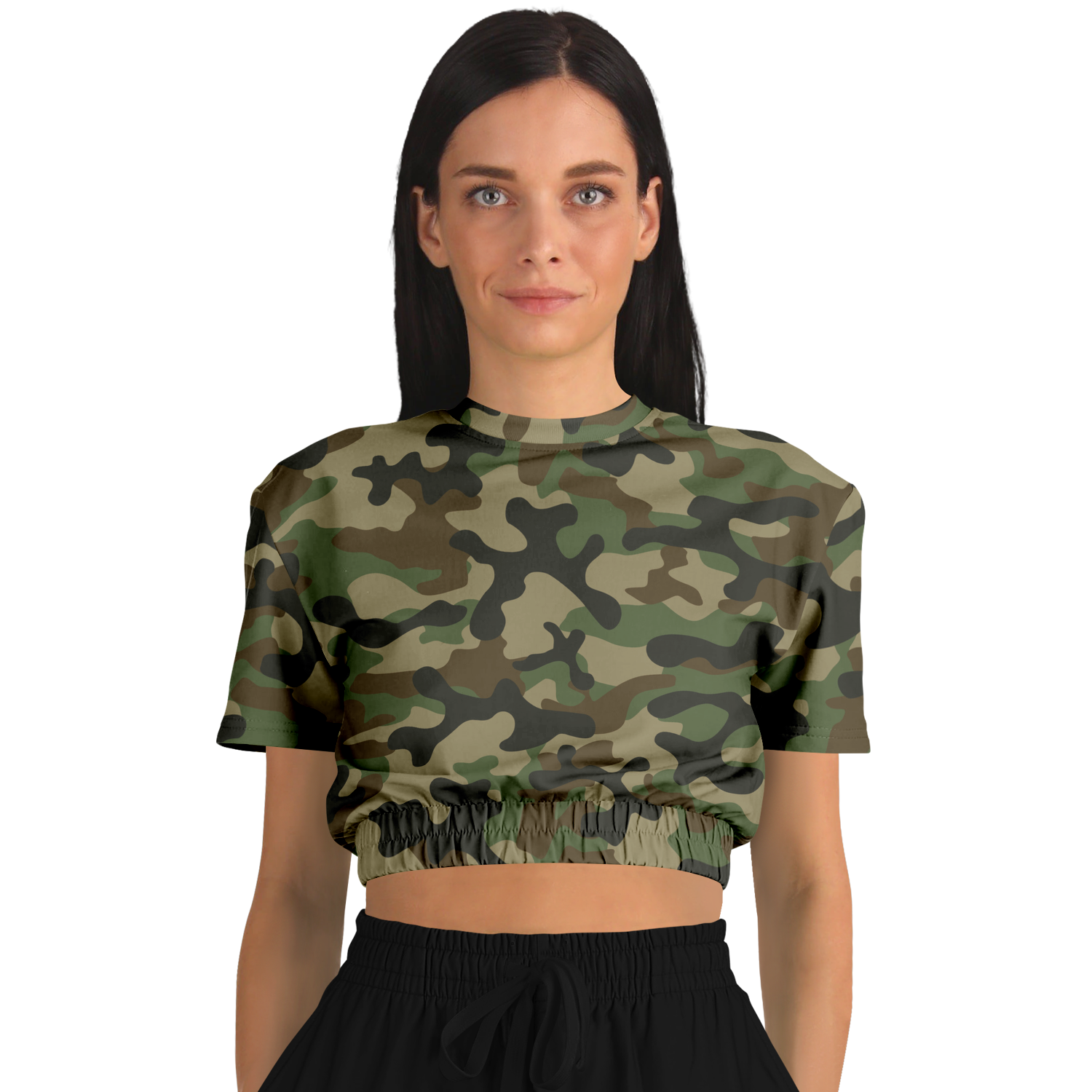 Camo Crop Top Sweatshirt | Military Brown Camouflage