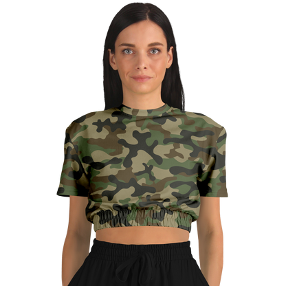 Camo Crop Top Sweatshirt | Military Brown Camouflage