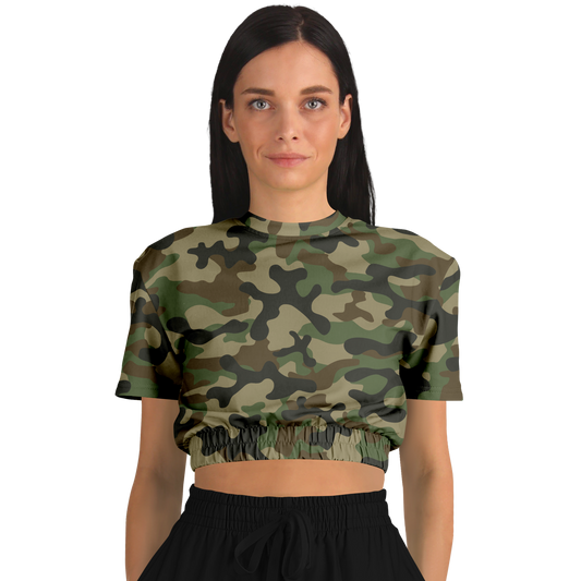 Camo Crop Top Sweatshirt | Military Brown Camouflage