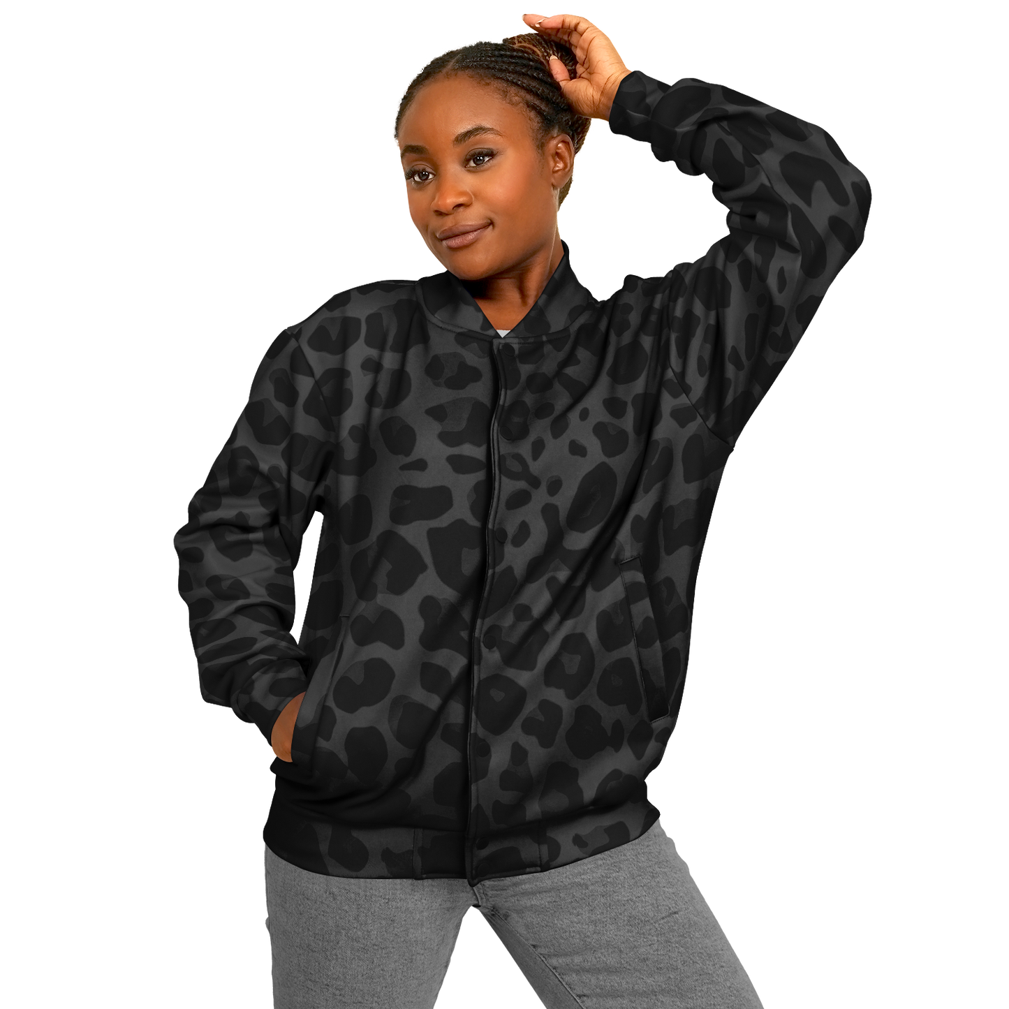 Baseball Jacket in Black Puma Print | Heavyweight Unisex