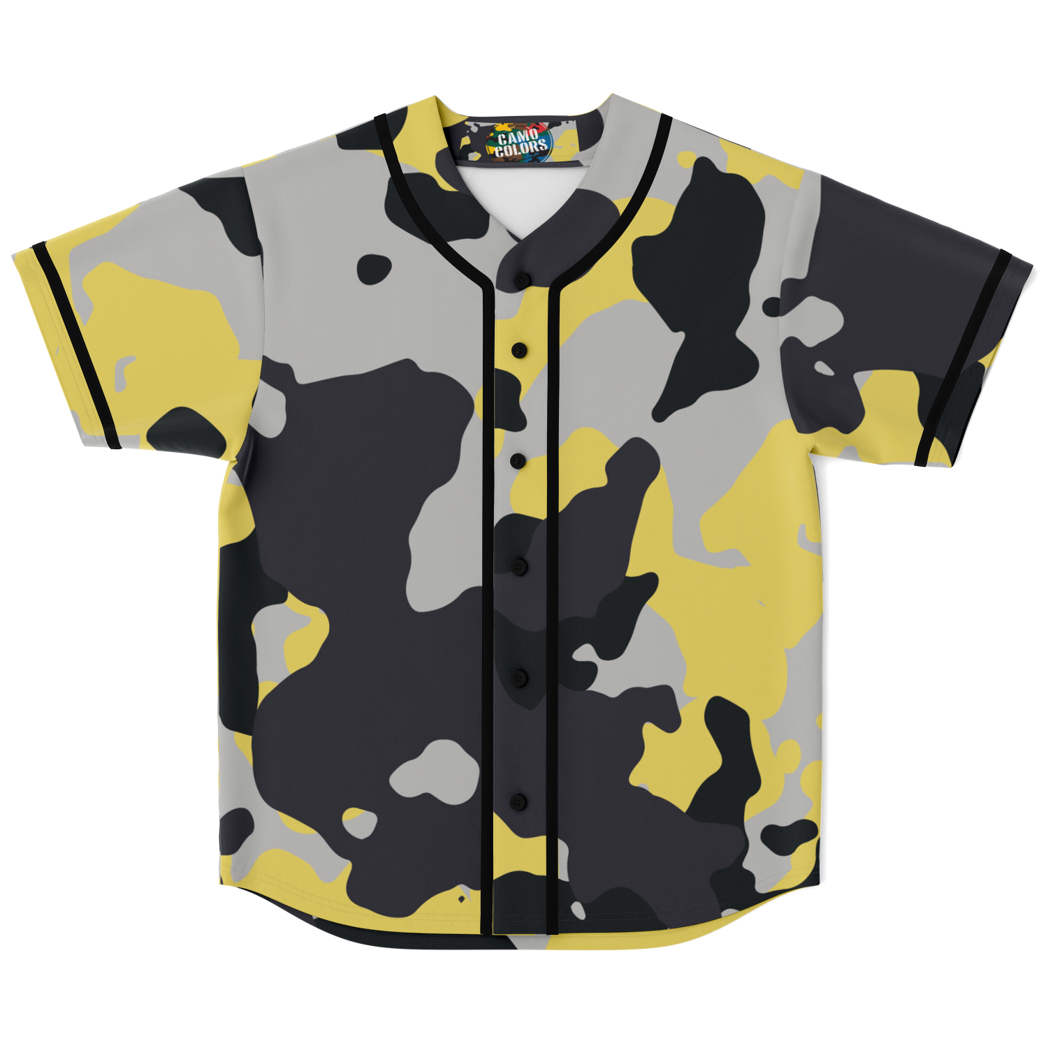 Camo Baseball Jersey | Yellow, Black & Silver Camouflage