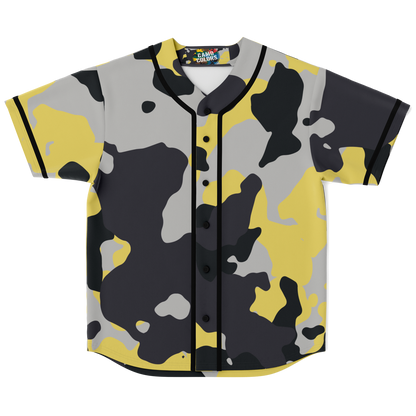 Camo Baseball Jersey | Yellow, Black & Silver Camouflage