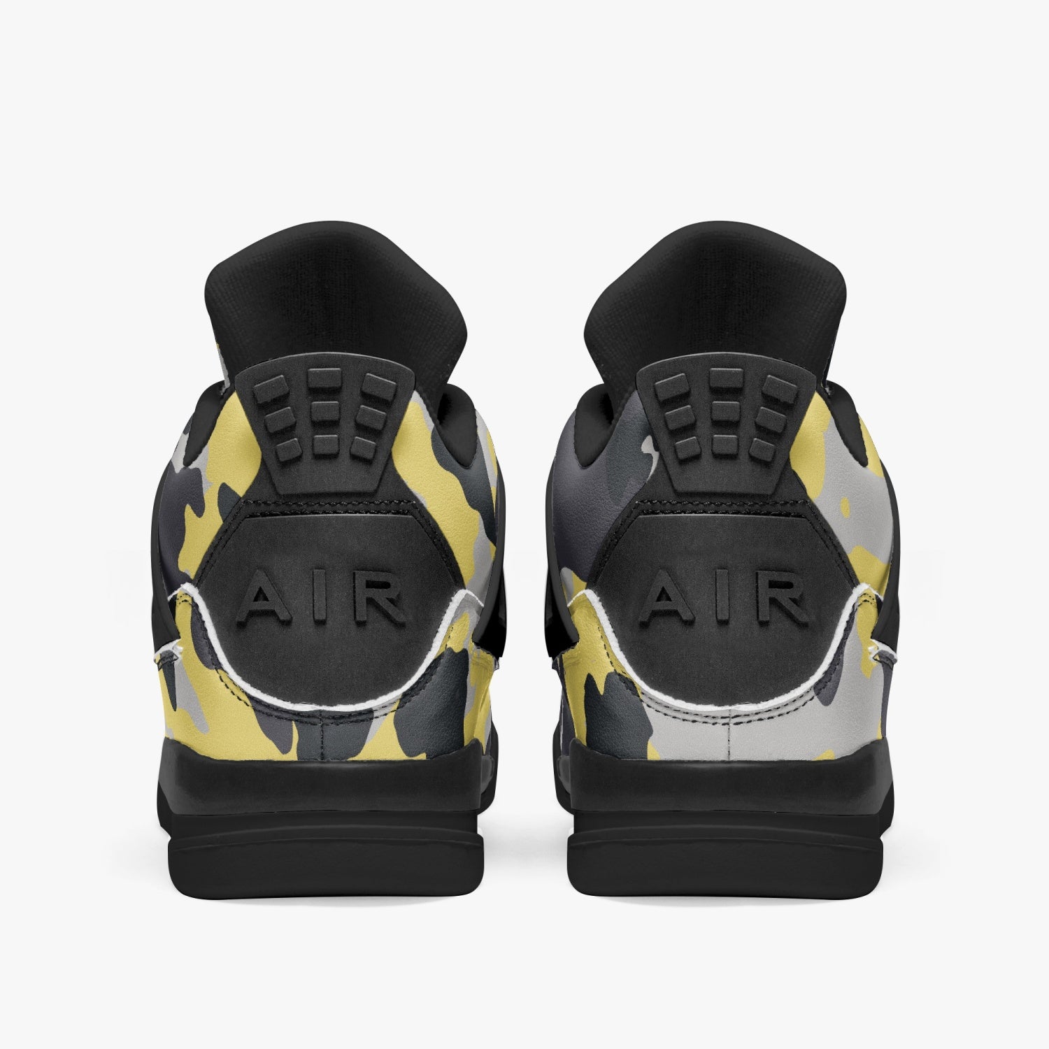 Camo Jordans AJ4 | Yellow, Black and Silver Camouflage