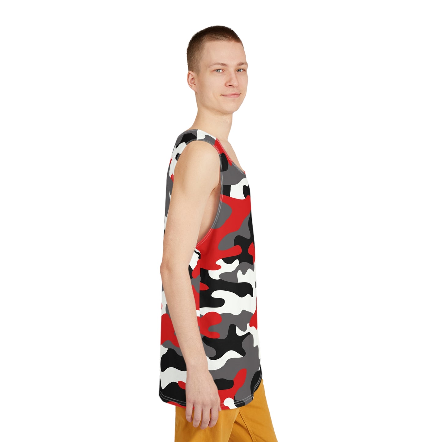 Men's Camo Tank Top | Red, Black & White | Loose Fit