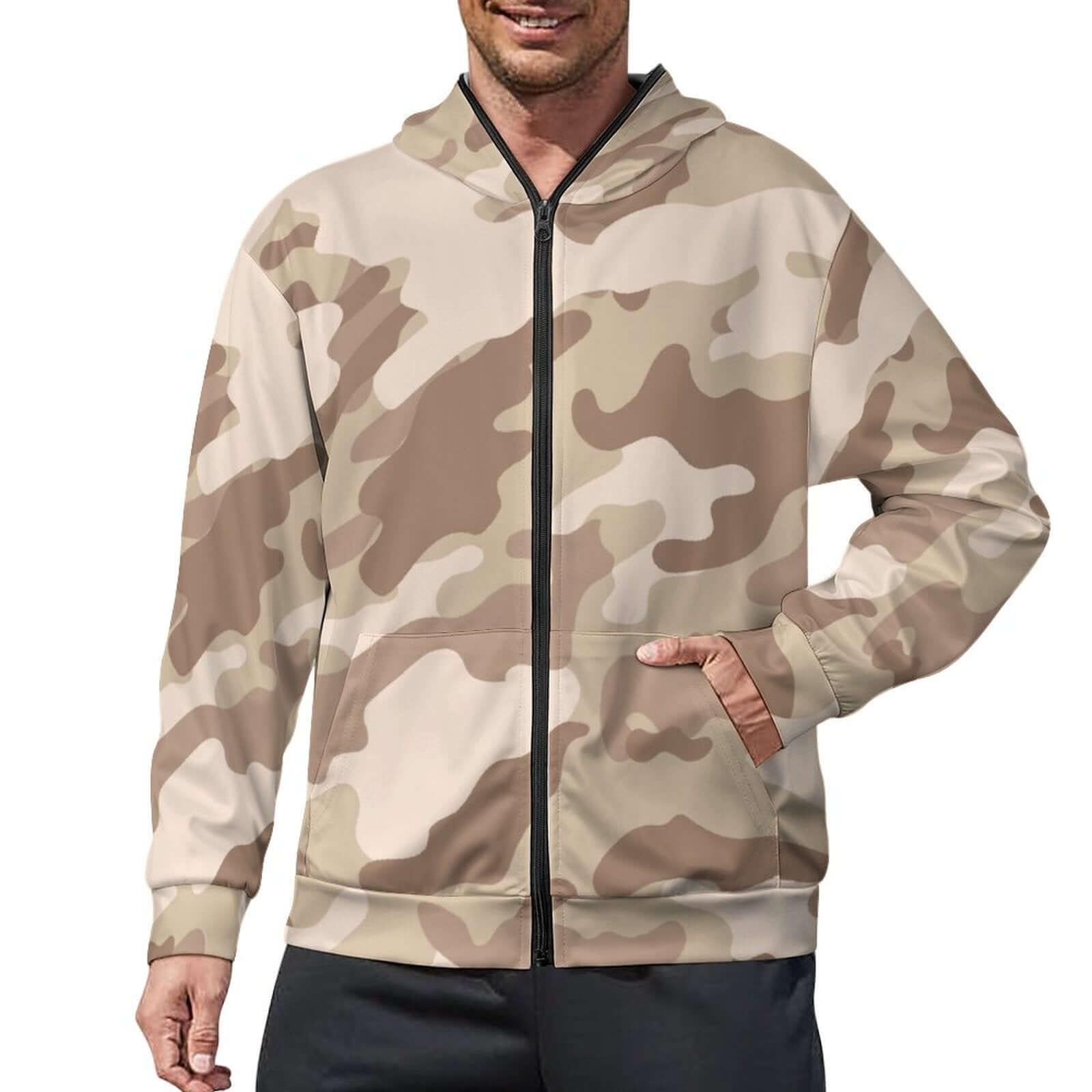 Zip up Camo Hoodie | Desert Brown Camouflage