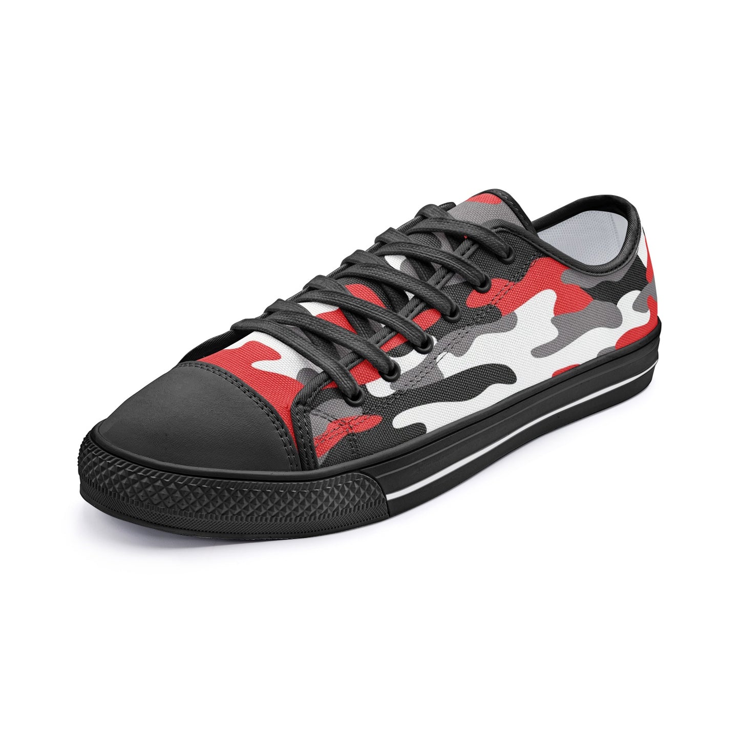 Camo Shoes | Low Top Canvas | Red, Black, and White