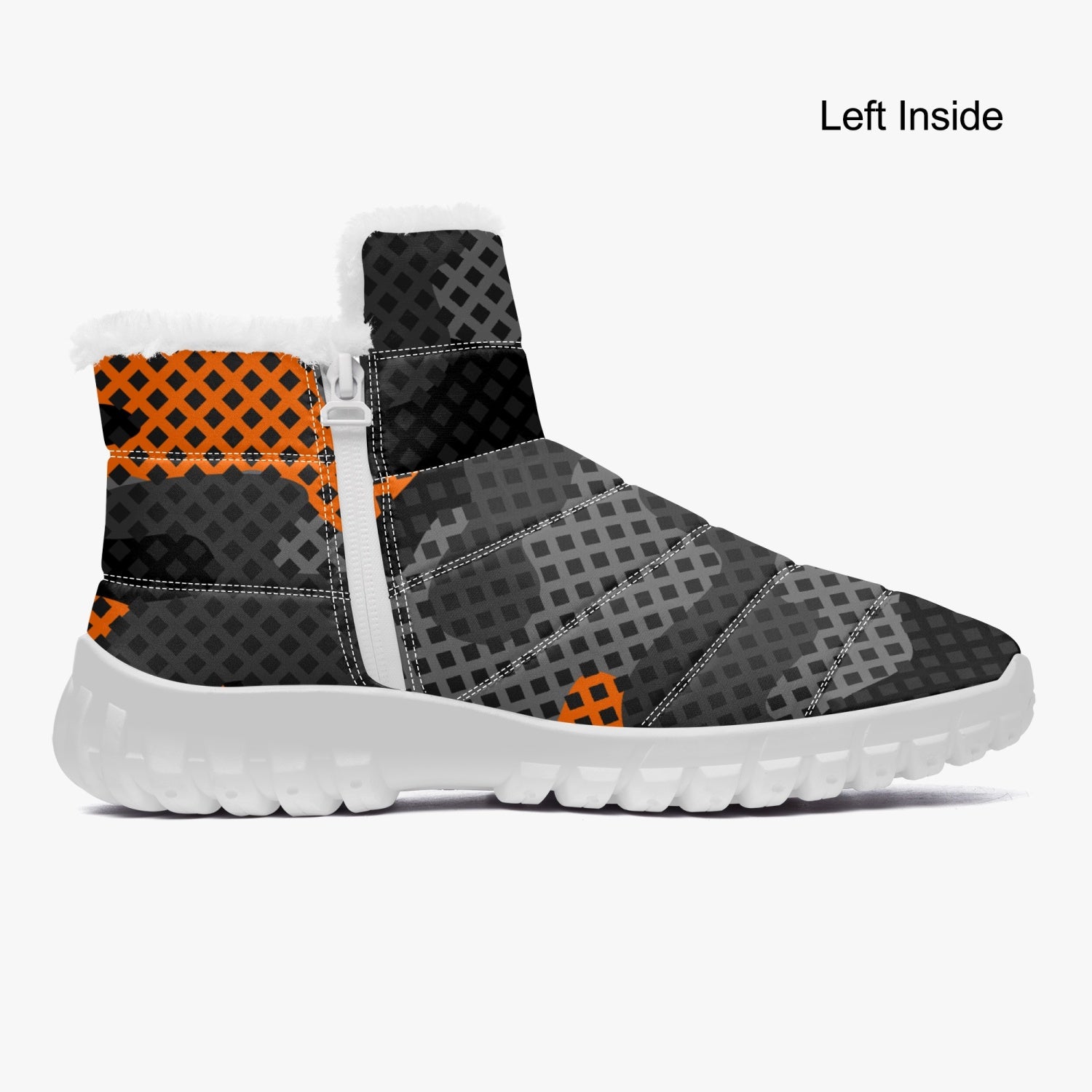 Camo Boots | Cotton-pad Fur Zipper Up | Orange and Black Pixel