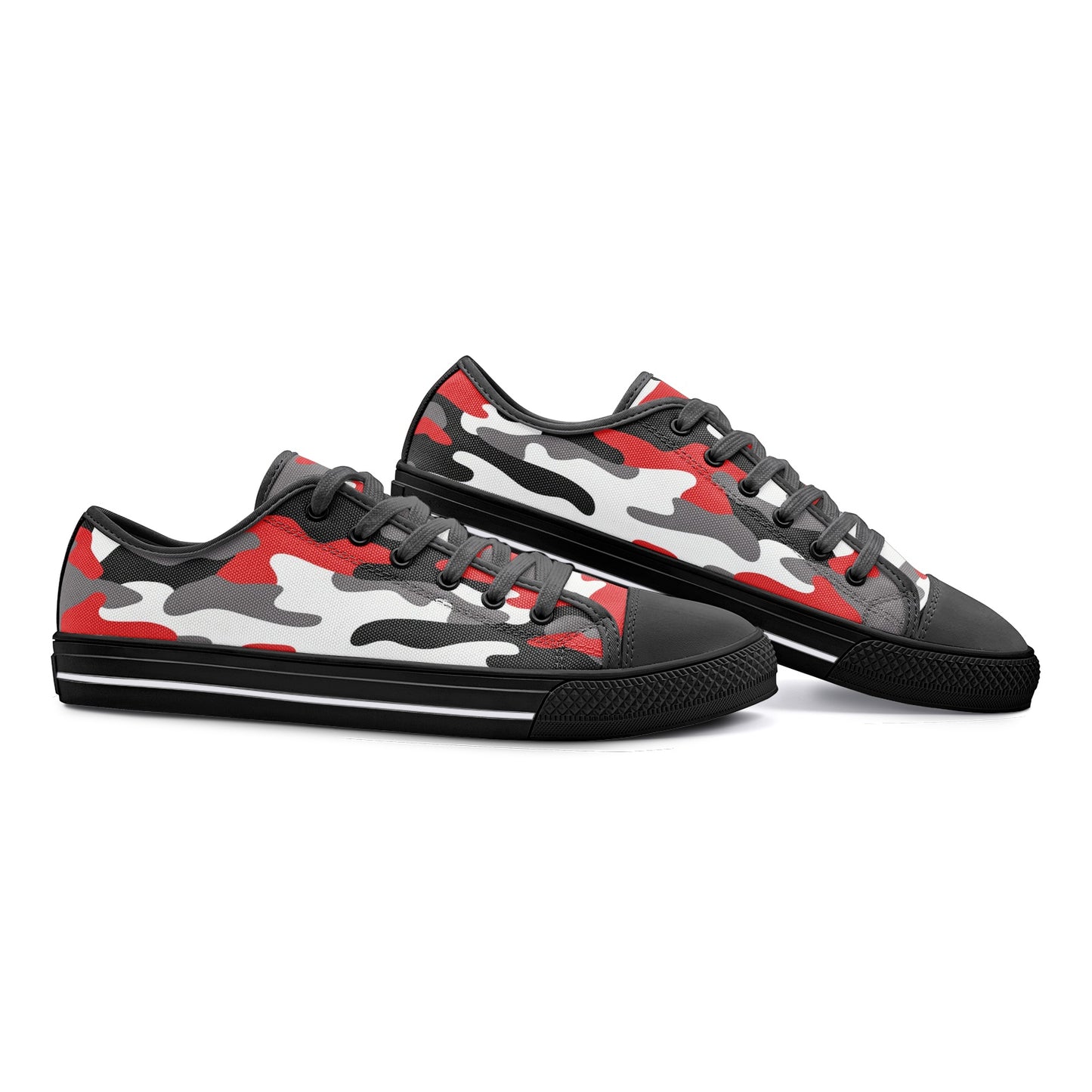 Camo Shoes | Low Top Canvas | Red, Black, and White