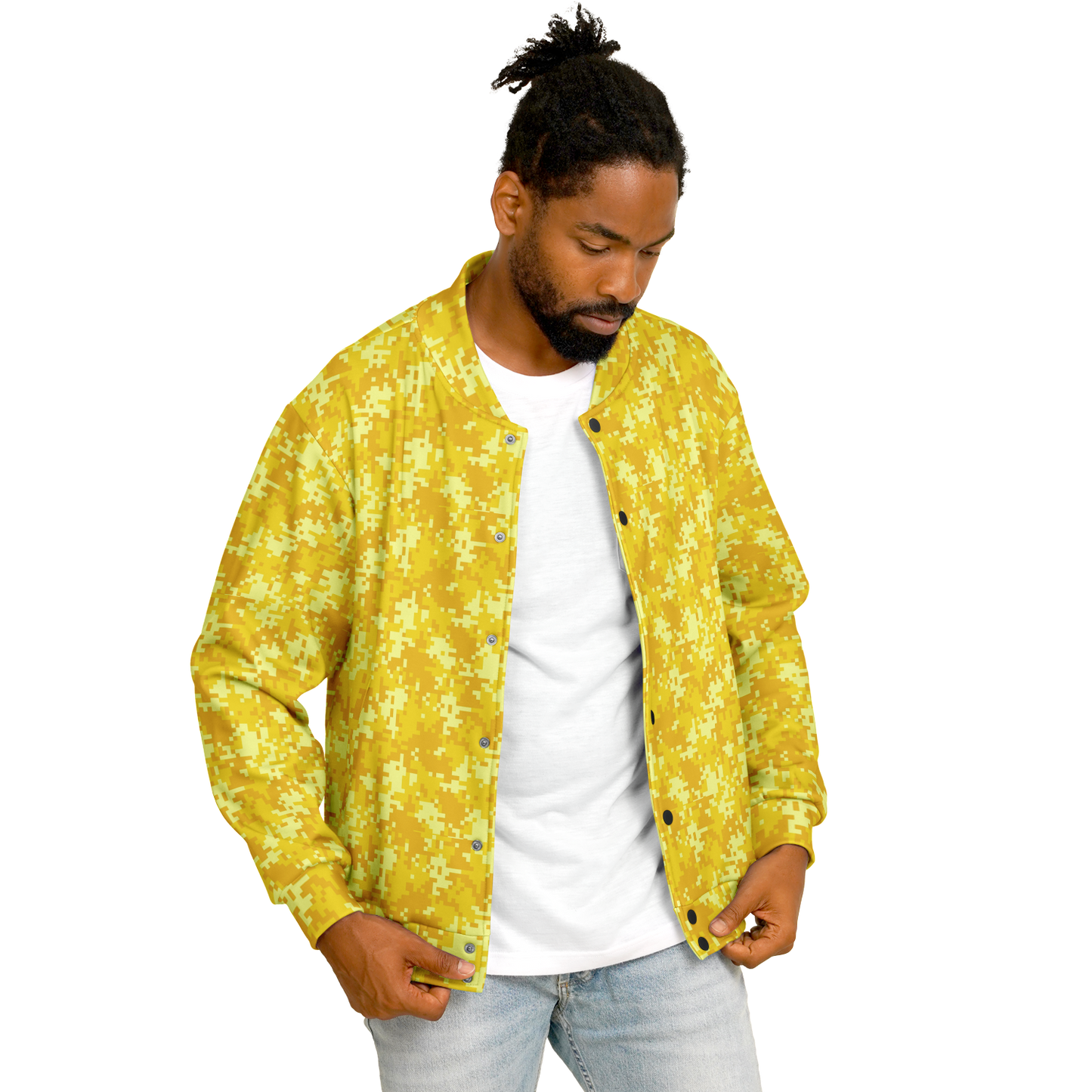 Baseball Jacket in Yellow Pixel Camouflage