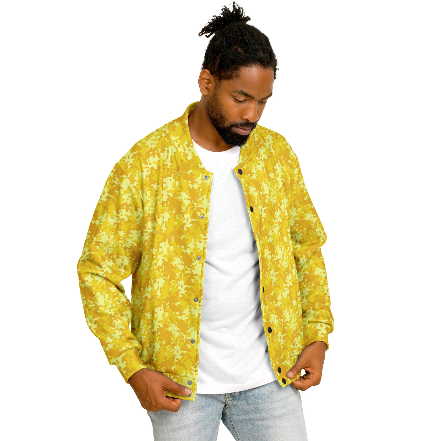 Baseball Jacket in Yellow Pixel Camouflage