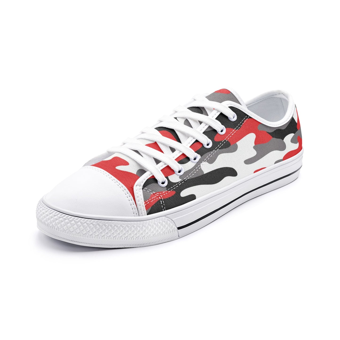 Camo Shoes | Low Top Canvas | Red, Black, and White