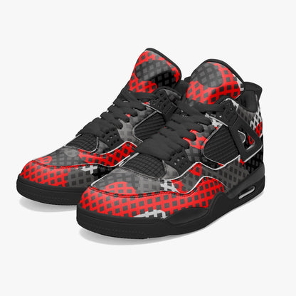 Camo Jordans AJ4 | Mixed Red, Gray & Black Pixel Camouflage