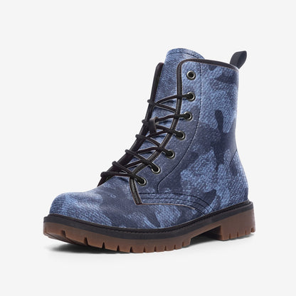 Camo Boots | Leather Camouflage in Denim Blue