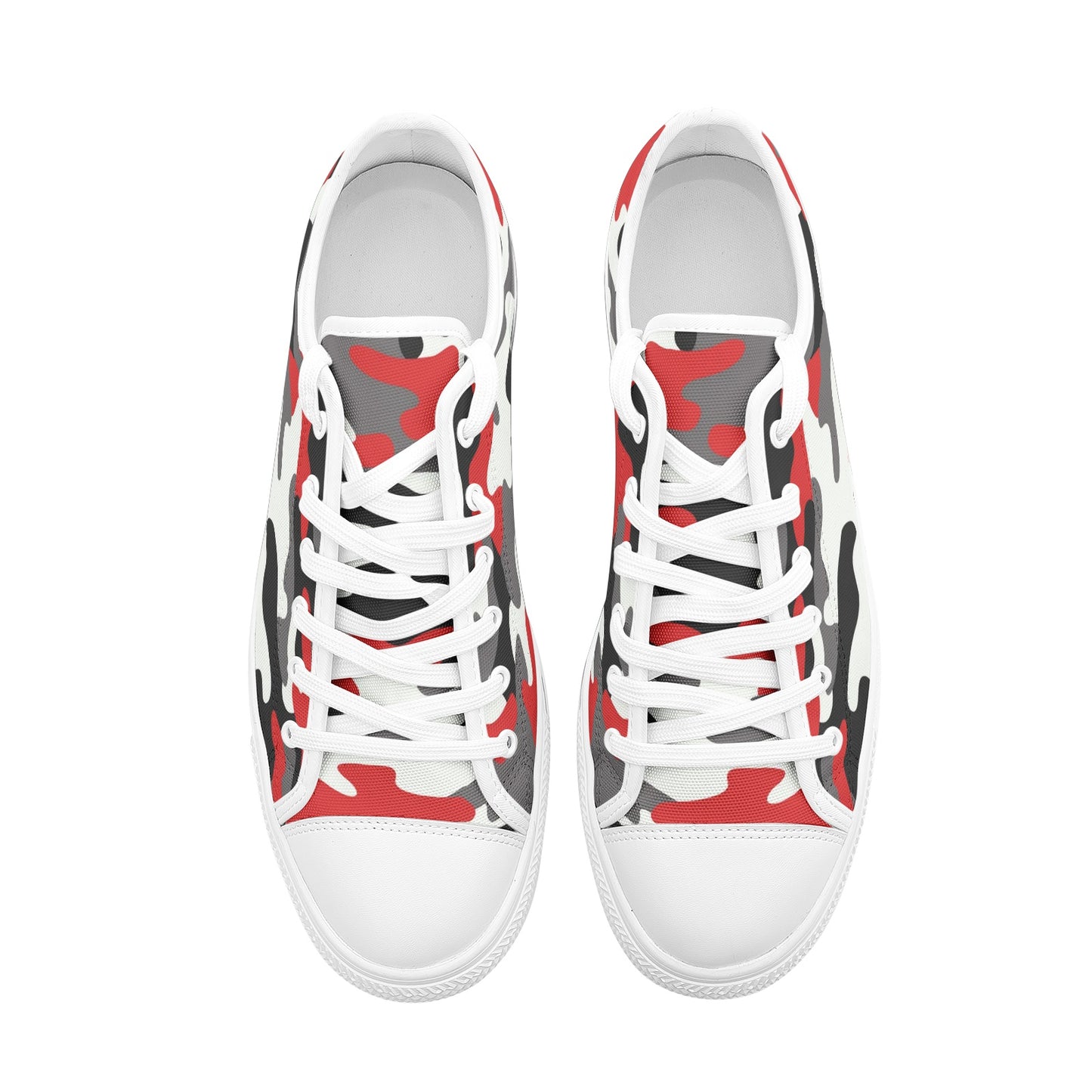 Camo Shoes | Low Top Canvas | Red, Black, and White