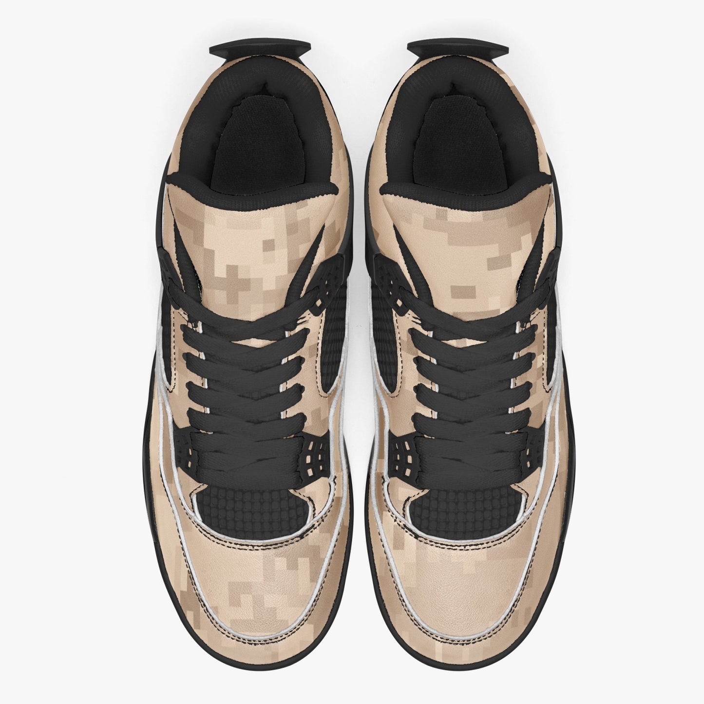 Camo Jordans AJ4 | Brown Pixel Camouflage | Black Sole