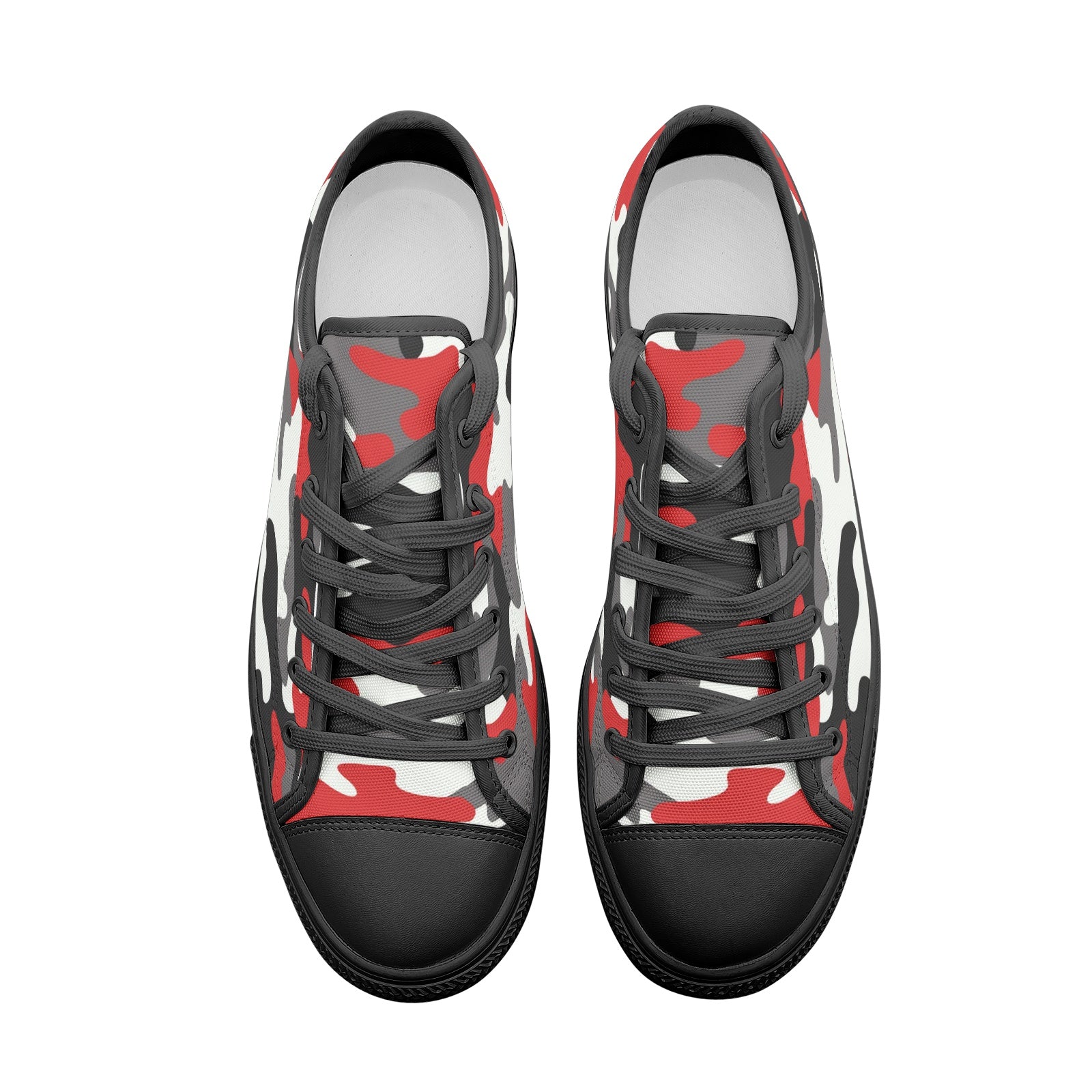 Camo Shoes | Low Top Canvas | Red, Black, and White