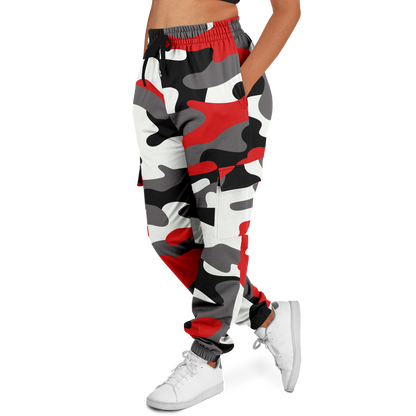 Camo Cargo Pants | Unisex | Red, Black & White Camouflage