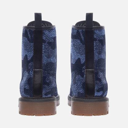 Camo Boots | Leather Camouflage in Denim Blue