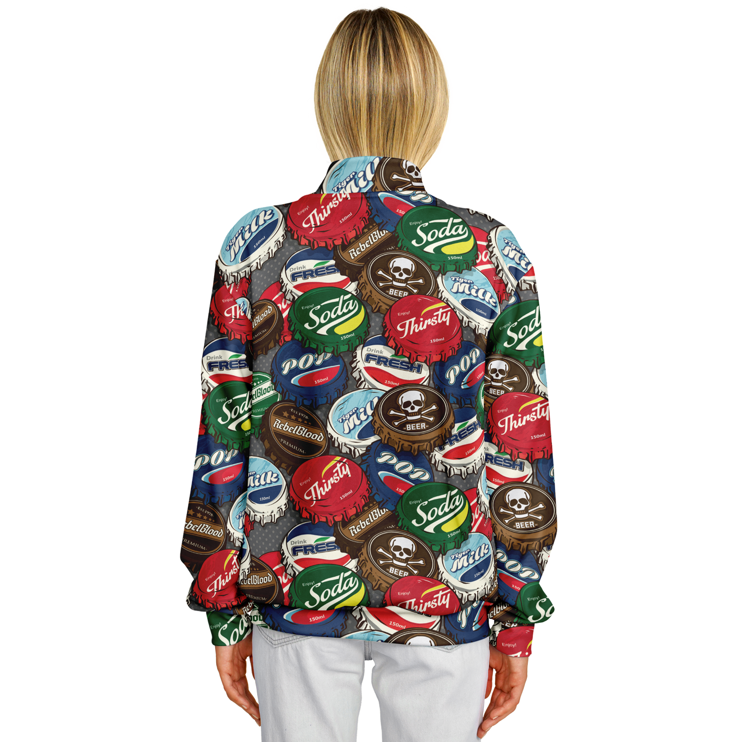 Baseball Jacket | Pop Art Bottle Caps | Heavyweight Coat