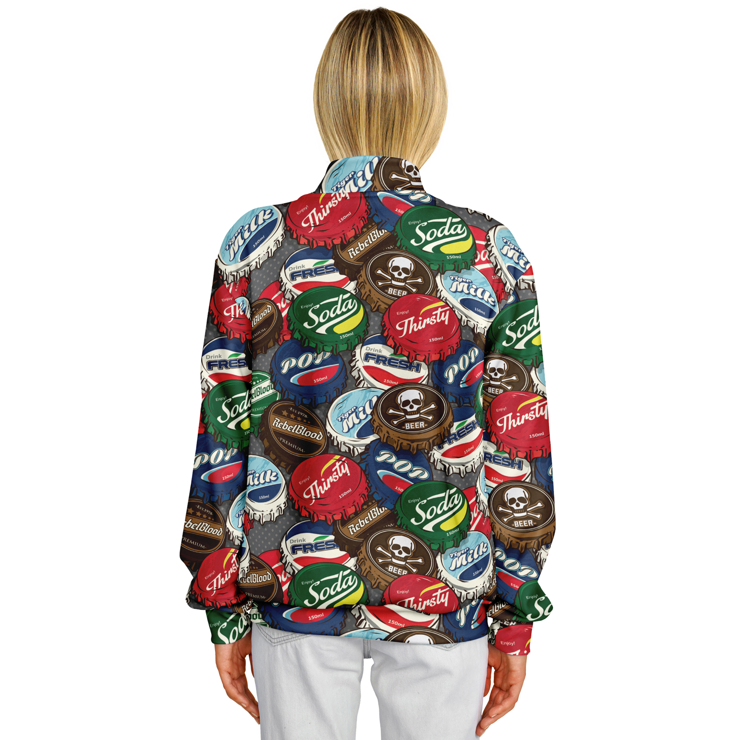 Baseball Jacket | Pop Art Bottle Caps | Heavyweight Coat