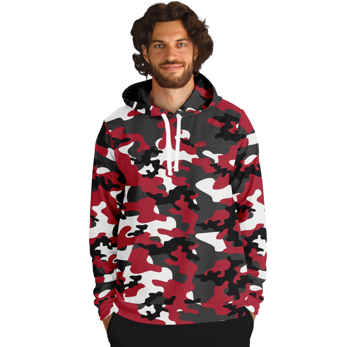 Red Camo Hoodie | Jungle Green, Black, and White Camouflage