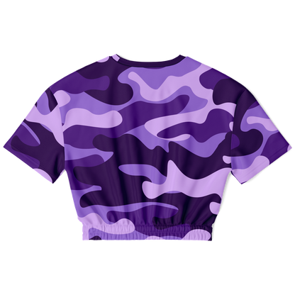 Camo Crop Top Sweatshirt | Purple, Blue & Mauve Camouflage