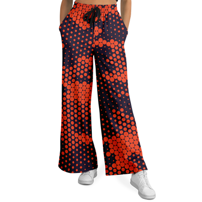 Camo Wide Leg Pants | Orange & Blue Digital Camouflage