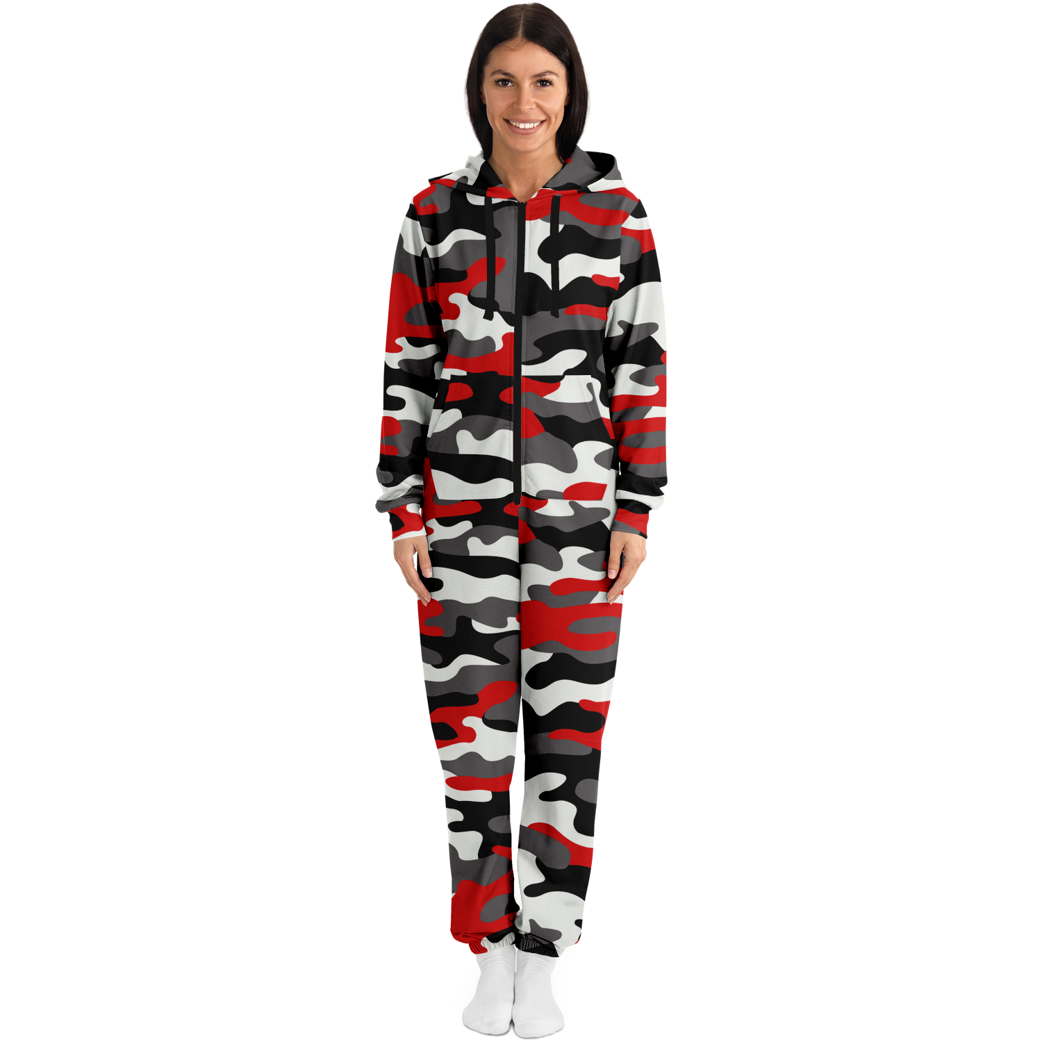 Camo Onesie | Red, Black, and White Camouflage