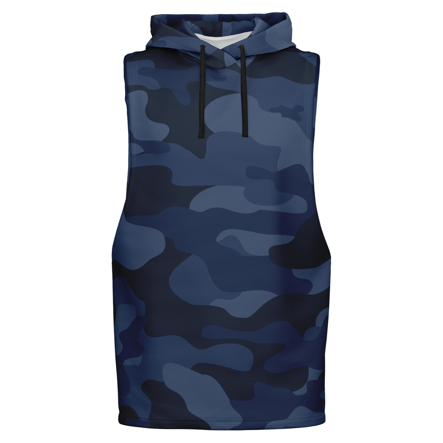 Sleeveless Hoodie | Deep Blue Camouflage