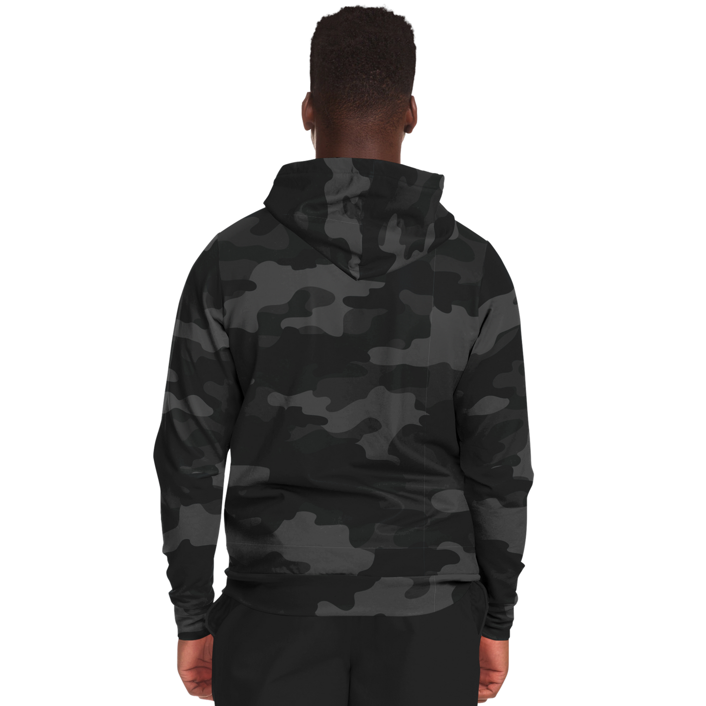 Zip-Up Hoodie | Black Camouflage