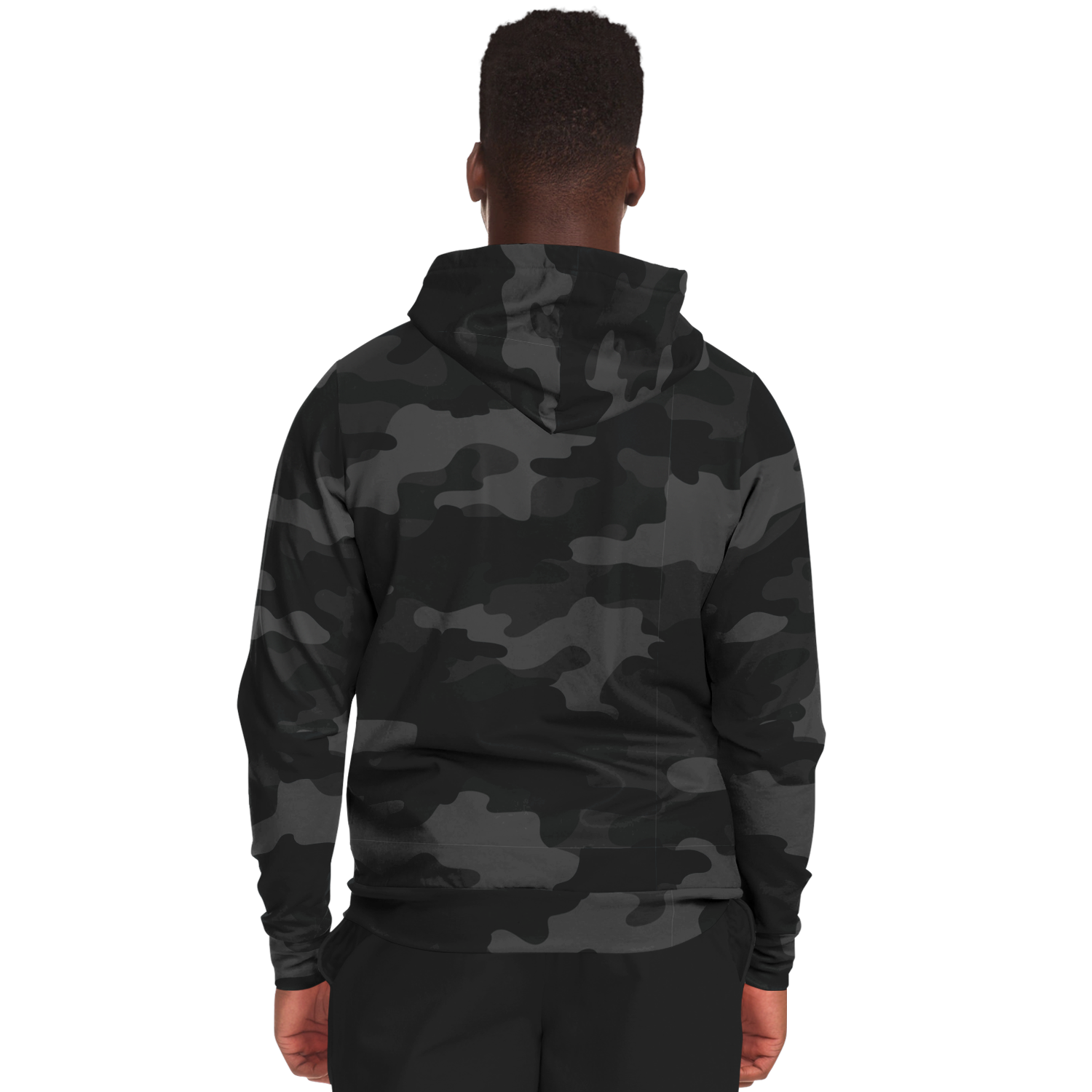 Zip-Up Hoodie | Black Camouflage