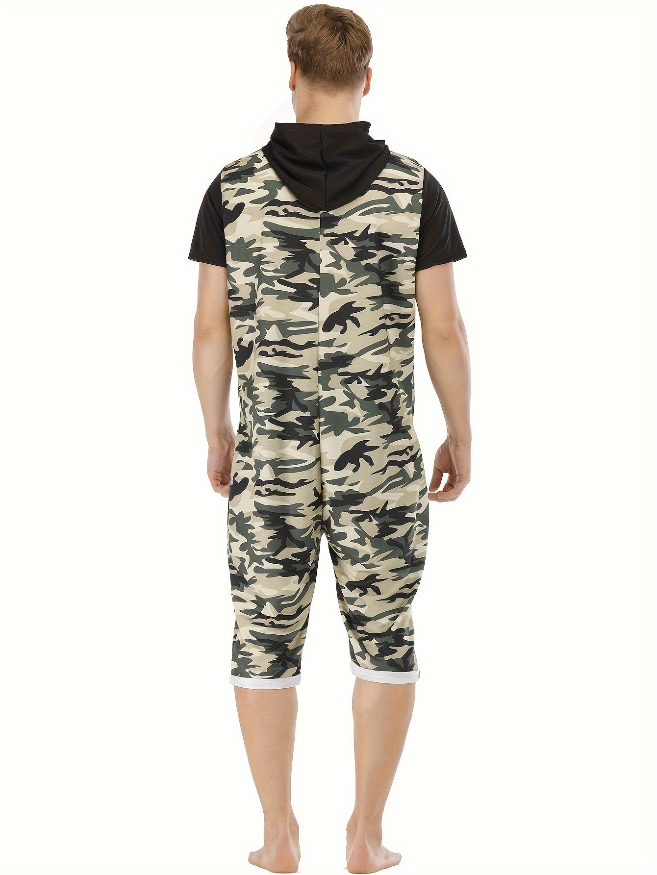 Camo Athletic Tracksuit: Men's Zip-Up One-Piece Workout Romper